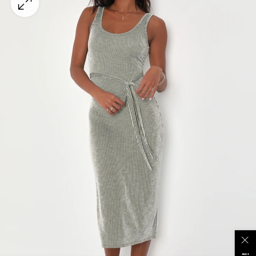 Olive and ivory ribbed maxi dress